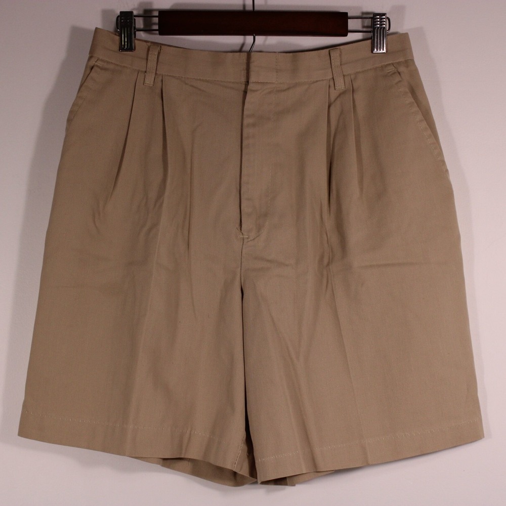 VTG Chic Pleated Shorts Womens 16 Khaki‎ High Rise Baggy Safari Retro USA 30x7.5